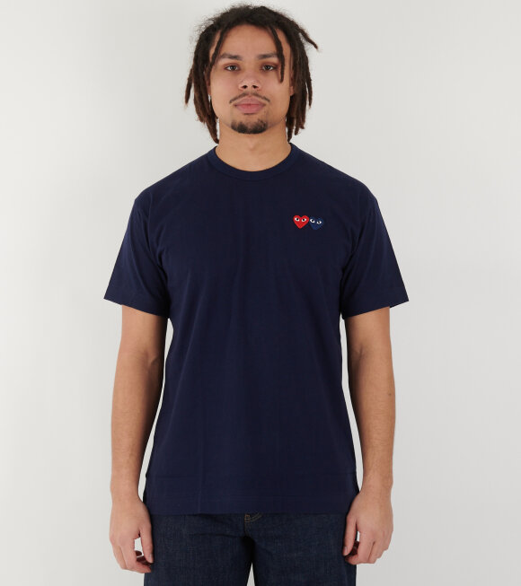 Comme des Garcons PLAY - U Double Heart T-shirt Navy