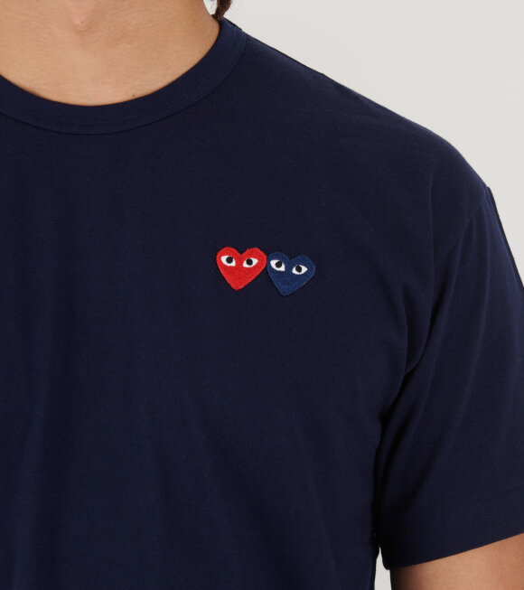 Comme des Garcons PLAY - U Double Heart T-shirt Navy