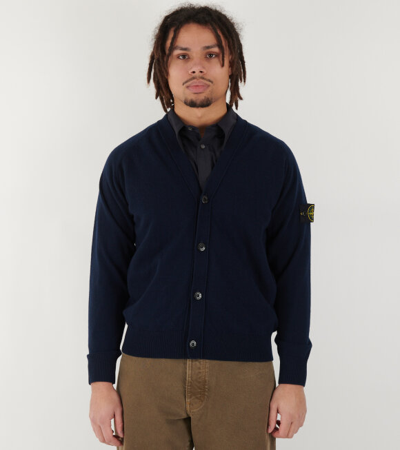 Stone Island - Virgin Wool V-neck Cardigan Navy 