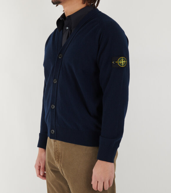 Stone Island - Virgin Wool V-neck Cardigan Navy 