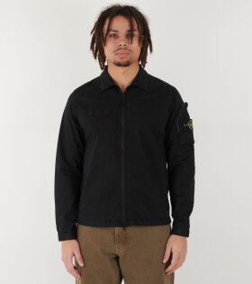 Cotton Zip Overshirt Black