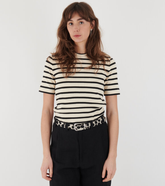 Jil Sander - Striped S/S Crew Neck T-shirt Off-white/Black