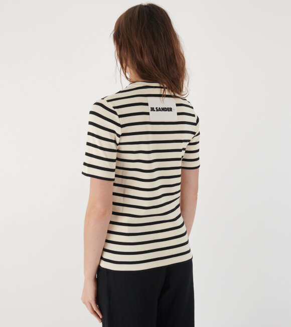 Jil Sander - Striped S/S Crew Neck T-shirt Off-white/Black