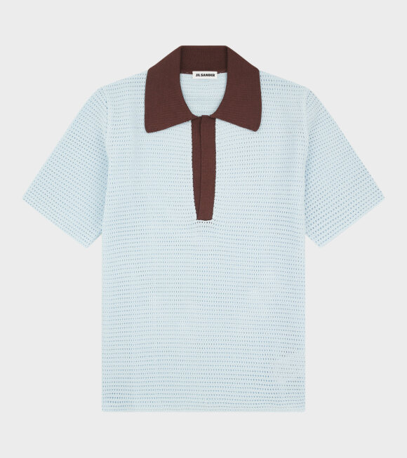 Jil Sander - Knit Polo T-shirt Sky Blue/Earth Brown