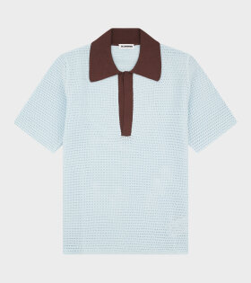 Knit Polo T-shirt Sky Blue/Earth Brown