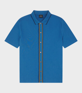 S/S Button Front Polo Blue