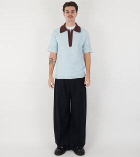 Knit Polo T-shirt Sky Blue/Earth Brown