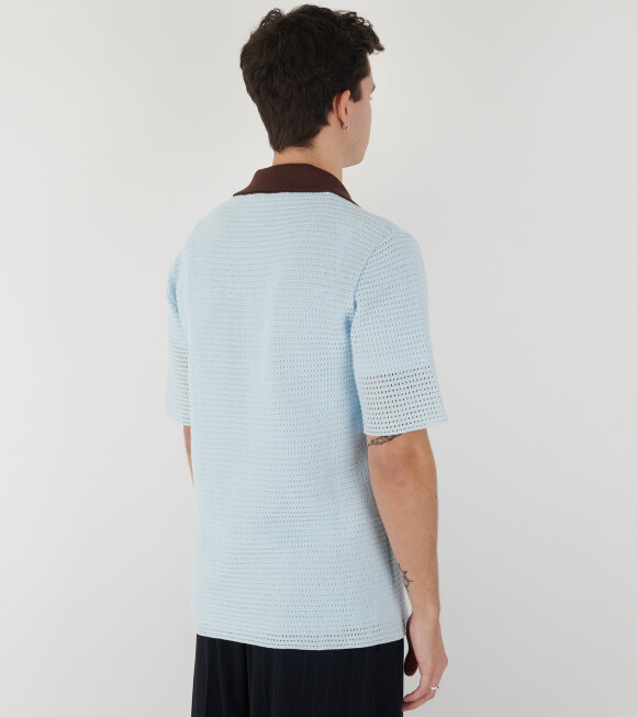 Jil Sander - Knit Polo T-shirt Sky Blue/Earth Brown