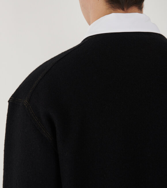 Jil Sander - Contrast Stitching Merino Boiled Wool Knit Black