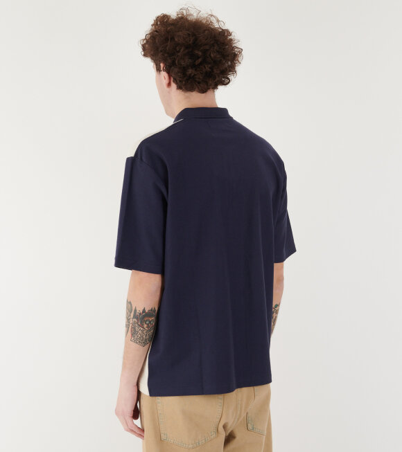 Palmes - Textured Zip Polo Dark Blue