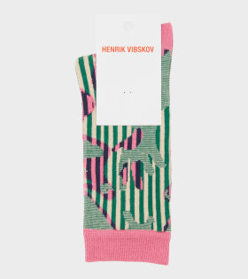 Handsome Hands Socks Femme Pink/Green