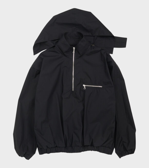 RIER - Waxed Poplin Windbreaker Black