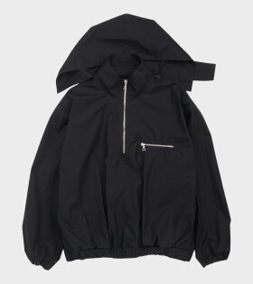 Waxed Poplin Windbreaker Black