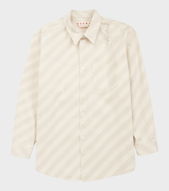 Marni - Striped Washed Denim Overshirt Bone