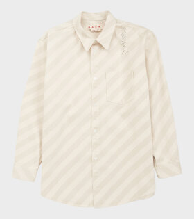 Striped Washed Denim Overshirt Bone