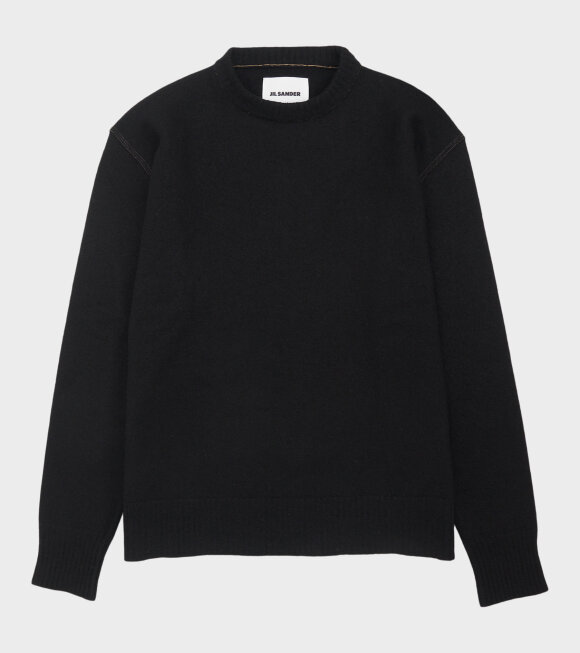 Jil Sander - Contrast Stitching Merino Boiled Wool Knit Black