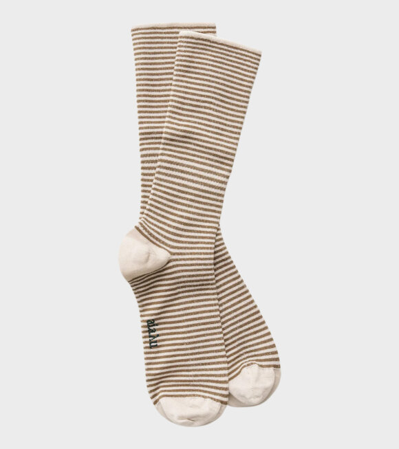 Aiayu - Cotton Stripe Socks Mix Chestnut