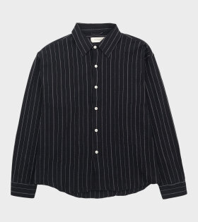 Vacation Shirt Black Textured Stripe