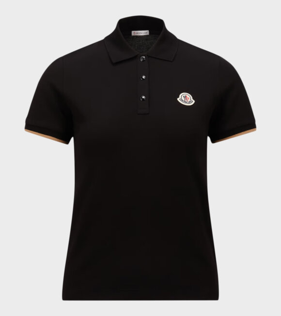 Moncler - S/S Logo Cotton Polo Shirt Black/Light Brown