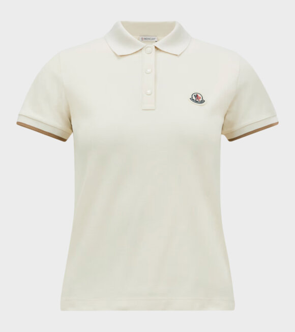 Moncler - S/S Logo Cotton Polo Shirt White/Light Brown