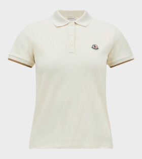 S/S Logo Cotton Polo Shirt White/Light Brown