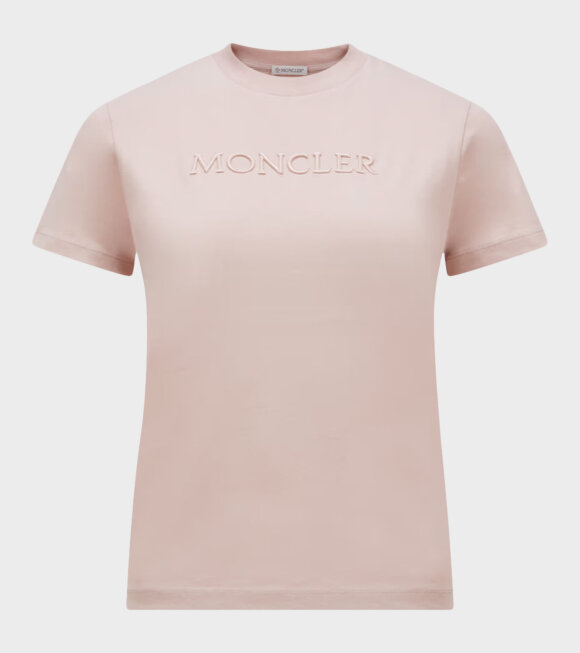 Moncler - Embroidered Tonal Logo Cotton T-shirt Light Pink