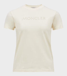 Embroidered Tonal Logo Cotton T-shirt White Ivory