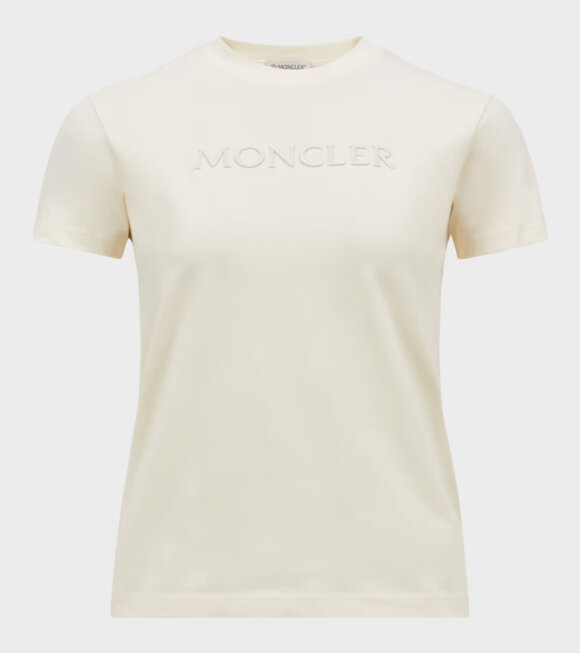 Moncler - Embroidered Tonal Logo Cotton T-shirt White Ivory