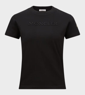 Embroidered Tonal Logo Cotton T-shirt Black