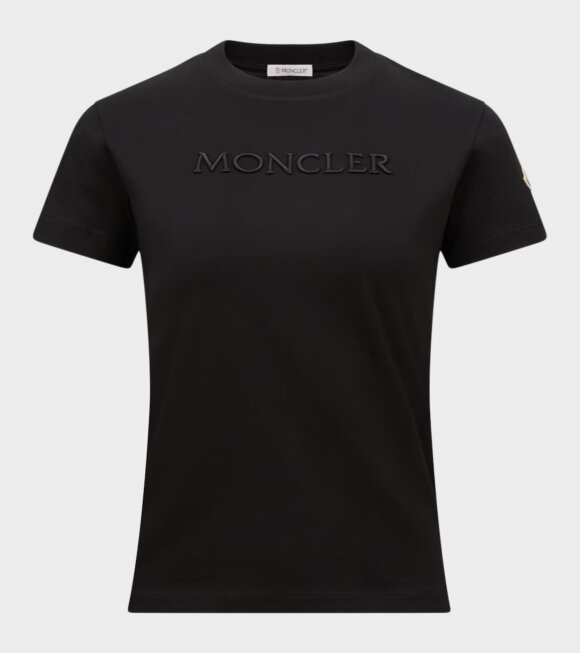 Moncler - Embroidered Tonal Logo Cotton T-shirt Black