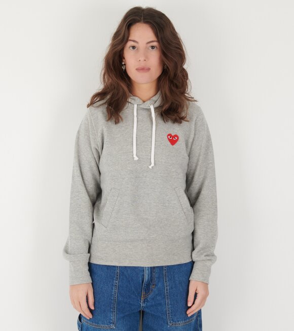 Comme des Garcons PLAY - W Red Heart Hoodie Grey