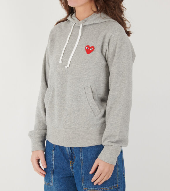 Comme des Garcons PLAY - W Red Heart Hoodie Grey