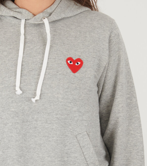 Comme des Garcons PLAY - W Red Heart Hoodie Grey