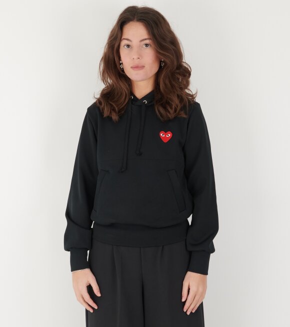 Comme des Garcons PLAY - W Red Heart Hoodie Black