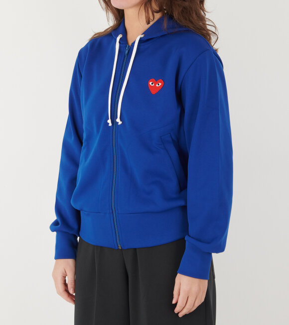 Comme des Garcons PLAY - W Red Heart Zip Hoodie Blue