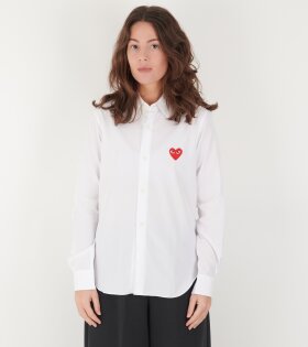 W Red Heart Shirt White