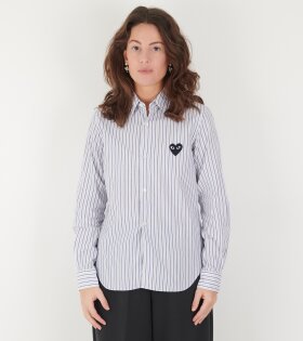 W Black Heart Striped Shirt Blue