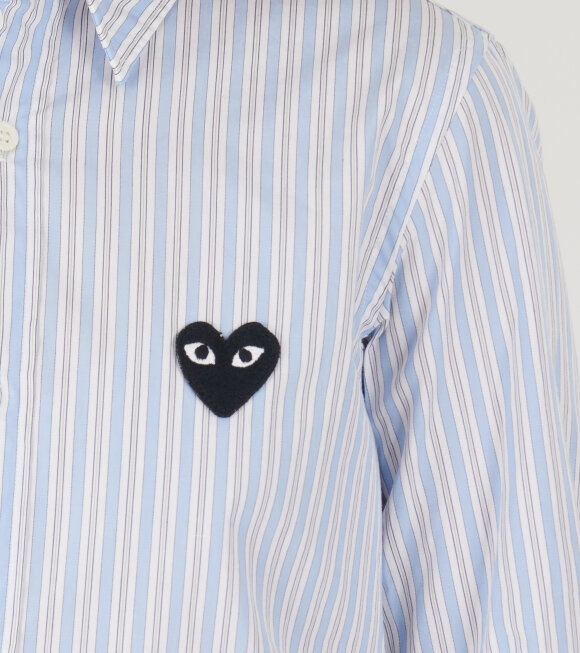 Comme des Garcons PLAY - W Black Heart Striped L/S Shirt Blue