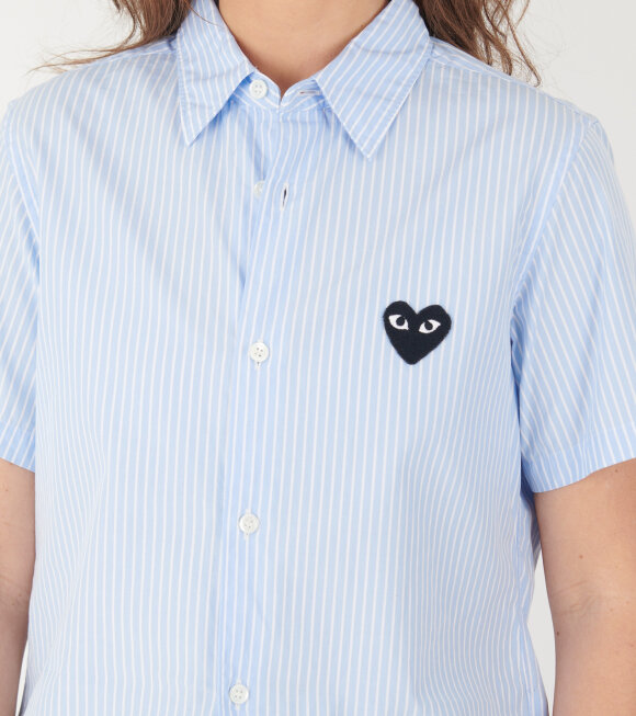 Comme des Garcons PLAY - W Black Heart S/S Striped Shirt Blue