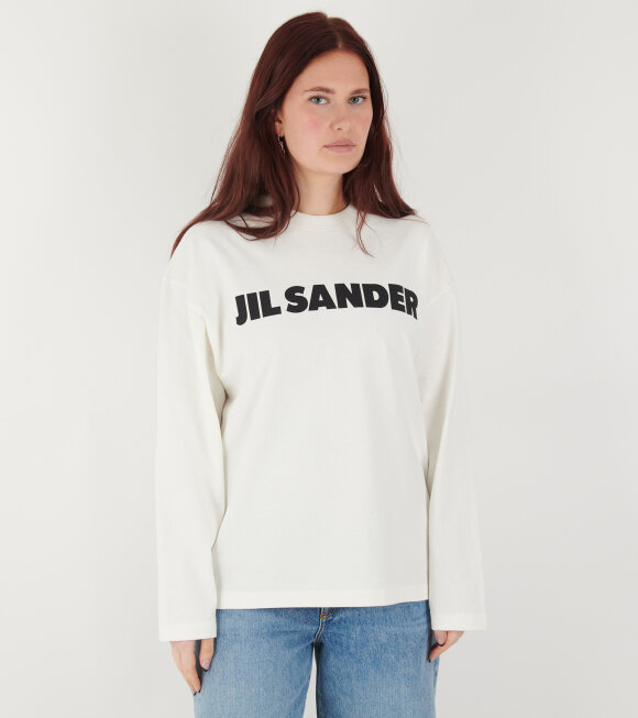 Jil Sander - L/S Cotton Jersey Logo T-shirt Porcelain