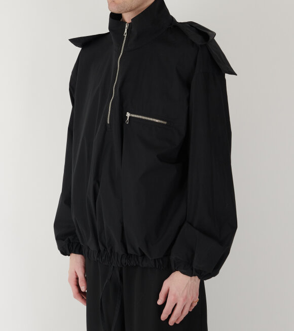 RIER - Waxed Poplin Windbreaker Black