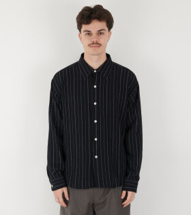 Vacation Shirt Black Textured Stripe