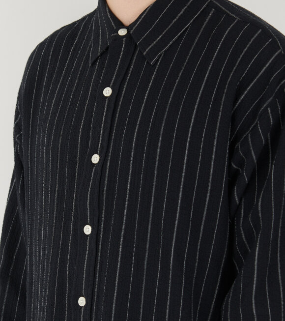 Mfpen - Vacation Shirt Black Textured Stripe