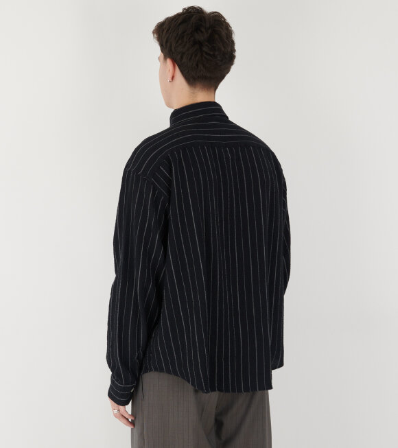 Mfpen - Vacation Shirt Black Textured Stripe