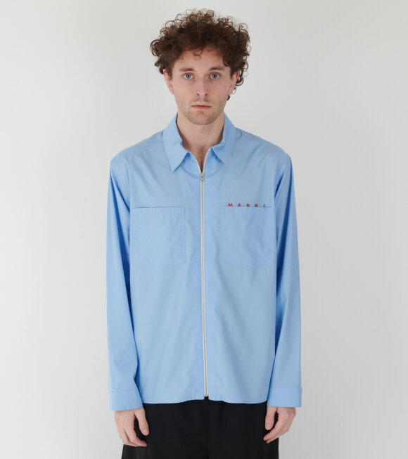 Marni - Poplin Zip Shirt Iris Blue