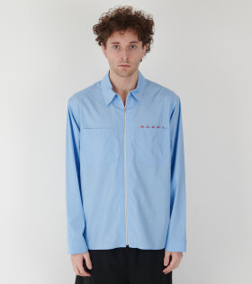 Poplin Zip Shirt Iris Blue