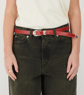 2 Cm Belt Lipstick Red Leather