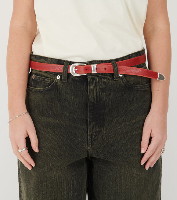 Our Legacy - 2 Cm Belt Lipstick Red Leather