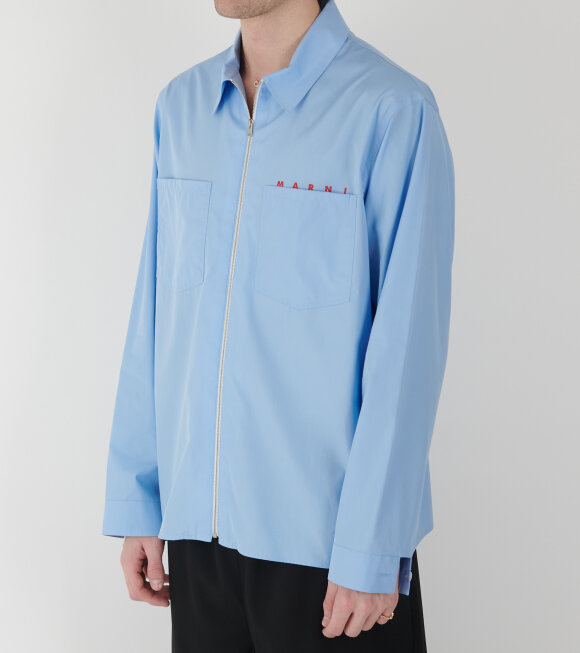 Marni - Poplin Zip Shirt Iris Blue