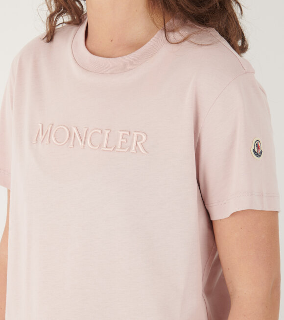 Moncler - Embroidered Tonal Logo Cotton T-shirt Light Pink